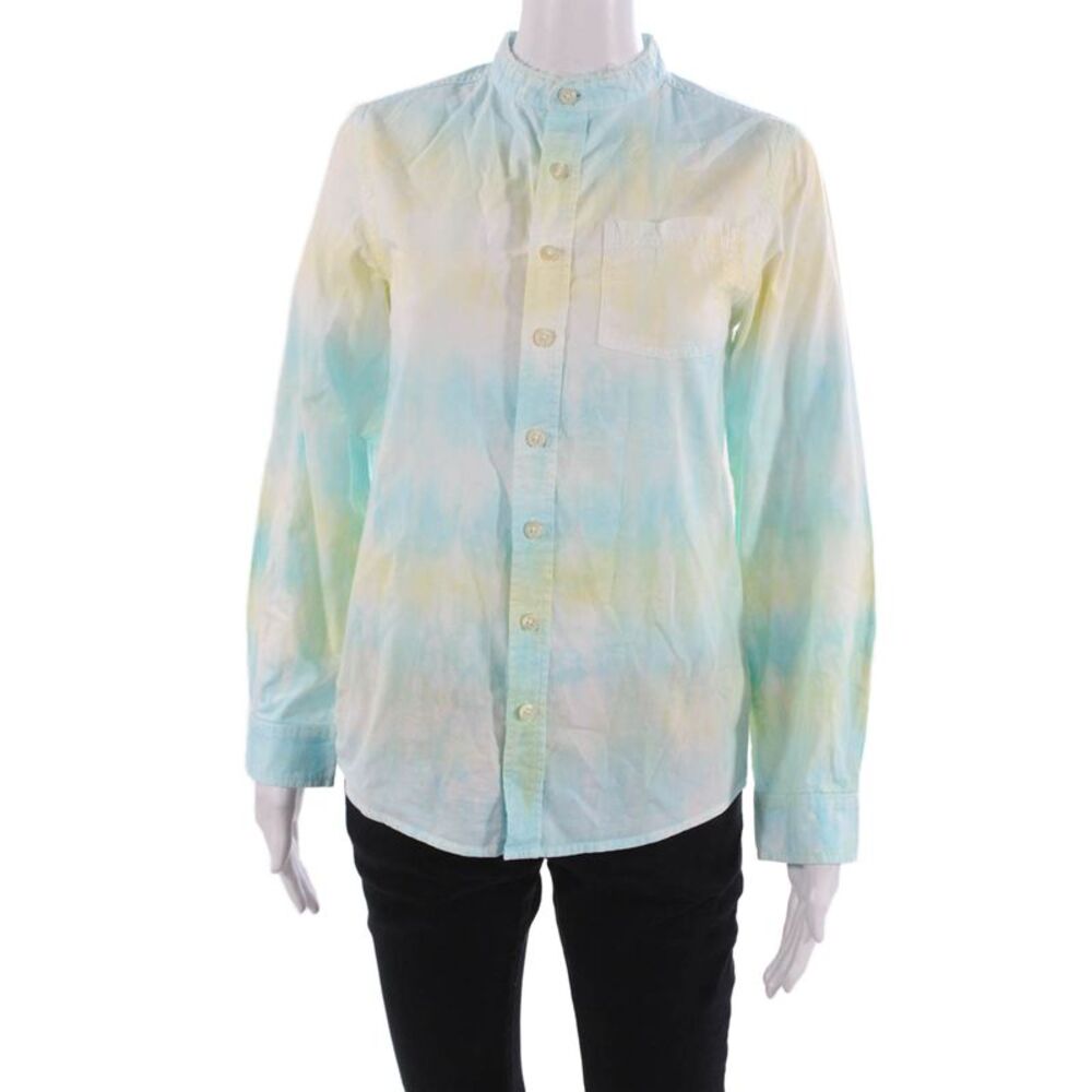 Riley Womens Basic Button-Up Cotton Tie Dye Collared Long Sleeve Size XS